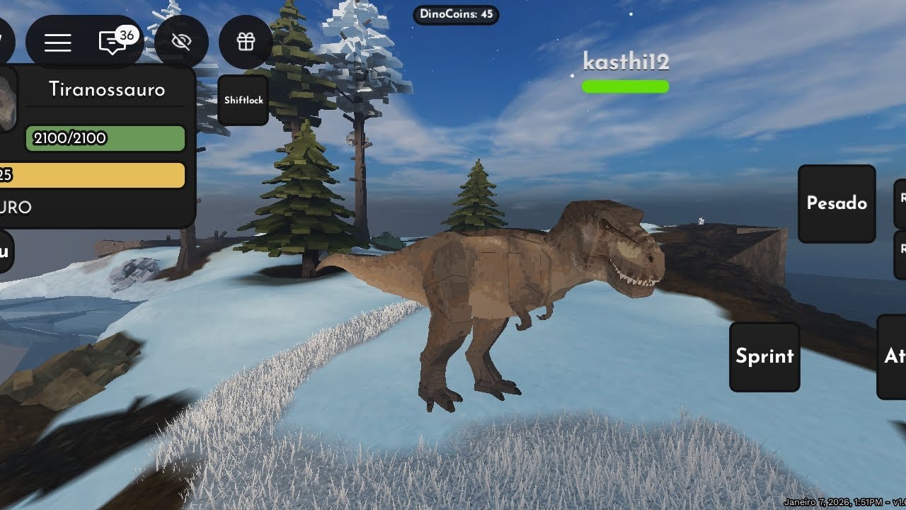 Conseguir desbloquear o dinossauro Rex