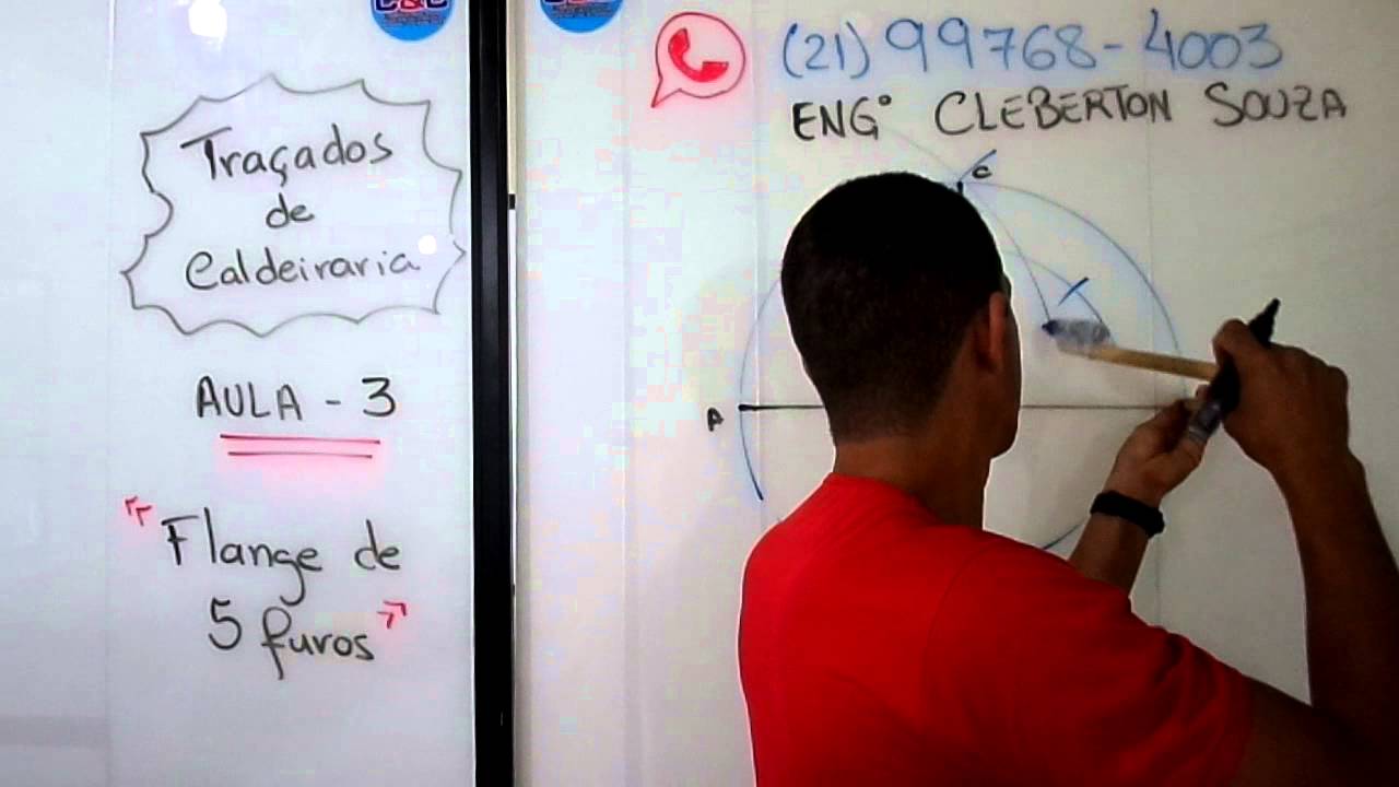 Aula 3 - Traçados de Caldeiraria - Flange de 5 furos. Curso apenas R$ 199,00 (21 99768-4003)