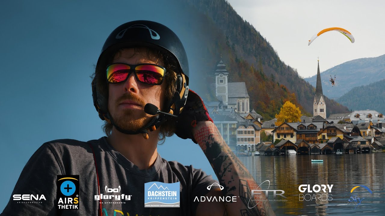 Mission ONE - Flying with a Paraglider 🪂 to a SUP Board 🏄🏼‍♂️  in Hallstatt.