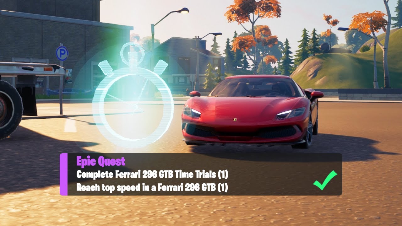 Complete Ferrari 296 GTB Time Trials & Reach Top Speed in a Ferrari (1) - Fortnite Week 7 Epic Quest
