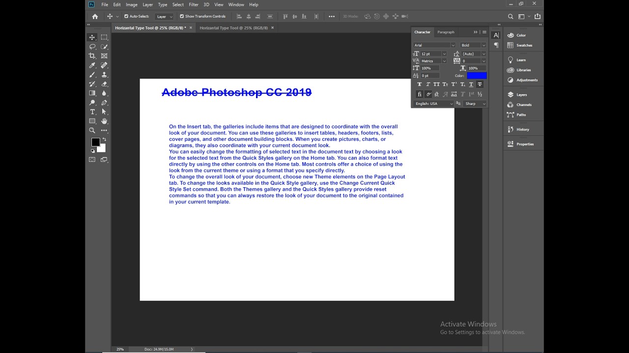 Class # 26 Horizantal Type Tool_Character_Font_Set the Leading_Kerning between two Character_Track