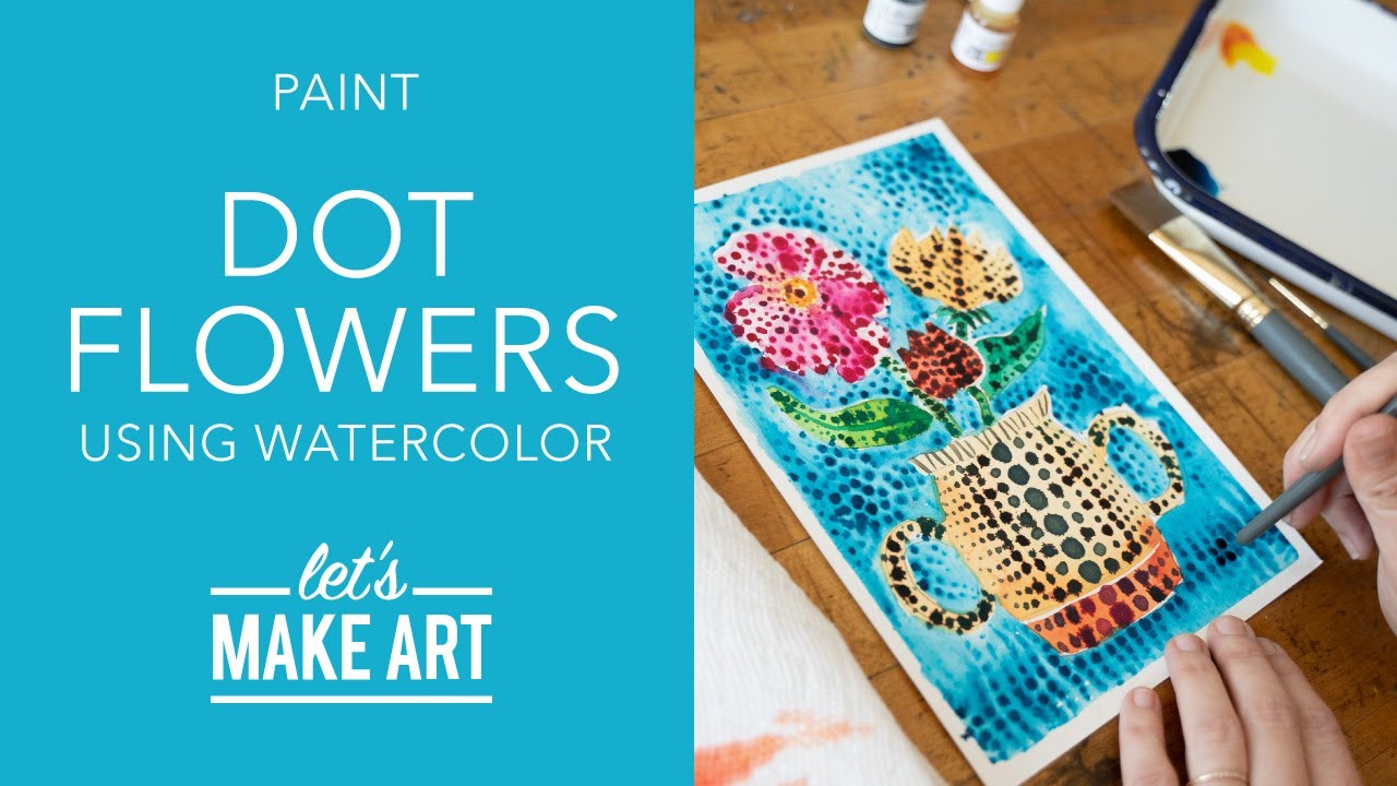 Dot Flowers Inspired by Yayoi Kusama | Watercolor Painting by Sarah Cray of Let's Make Art