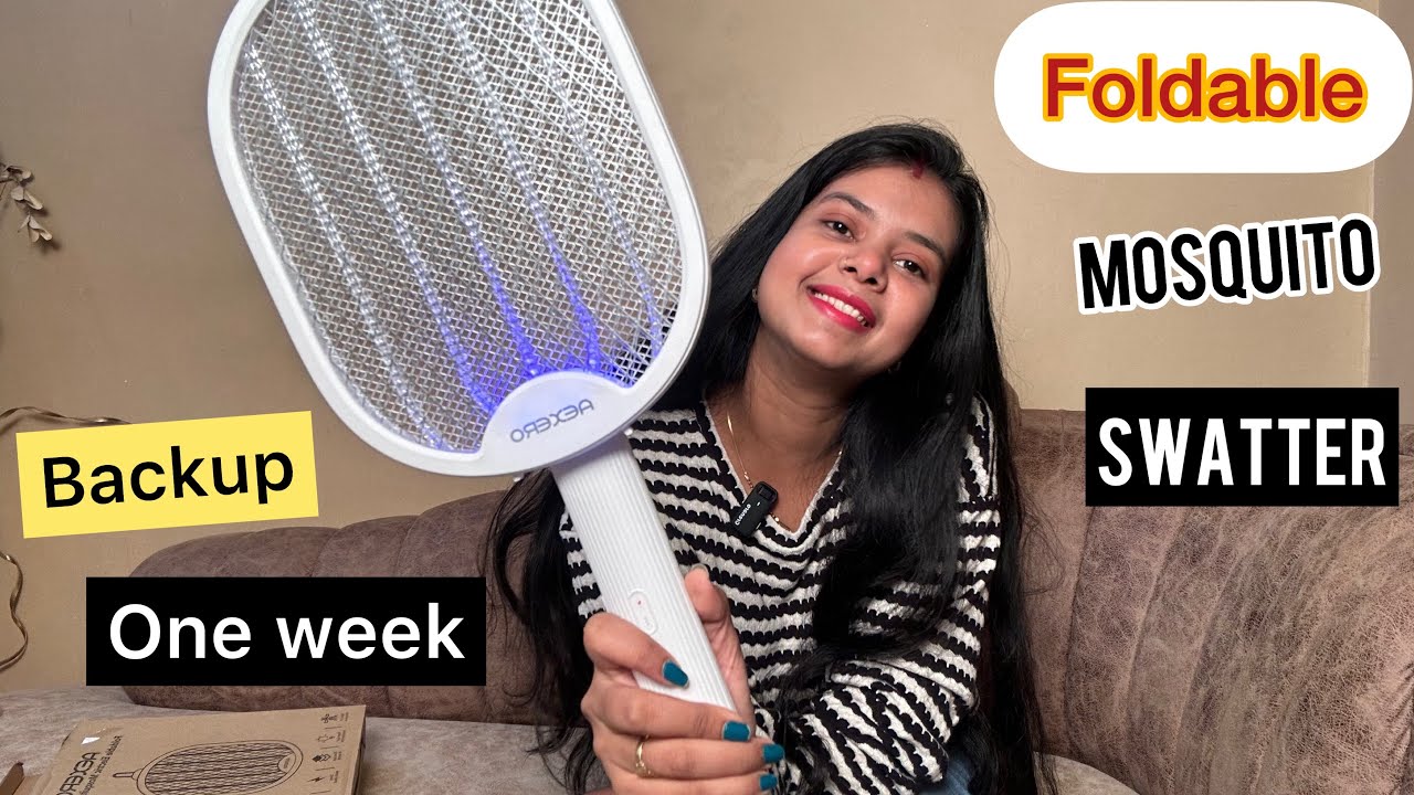 AEXERO LED Foldable Mosquito Swatter Battery Backup one week || LED Mosquito Racket 