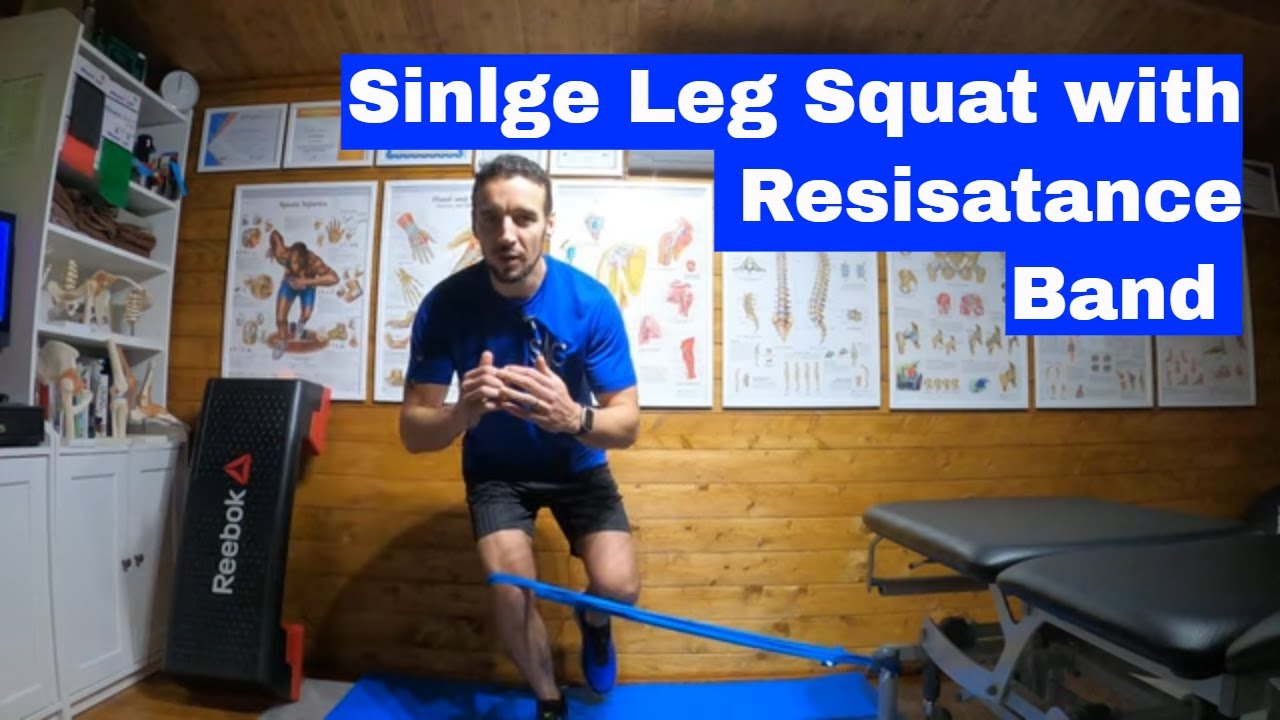 Single Leg Squat with resistance band