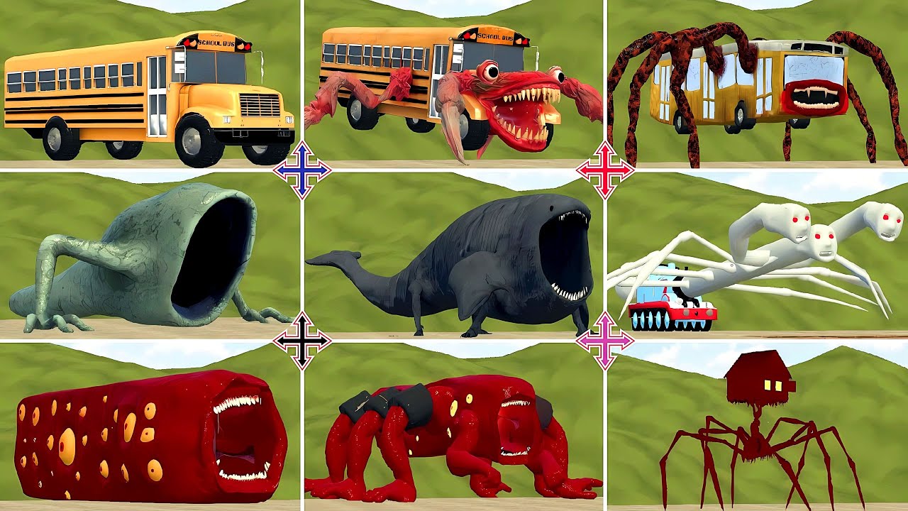 Bus Eater Vs Train Eater Vs The Bloop Vs House Head Vs Megahorn Vs Cursed Thomas Monster in GMod!??
