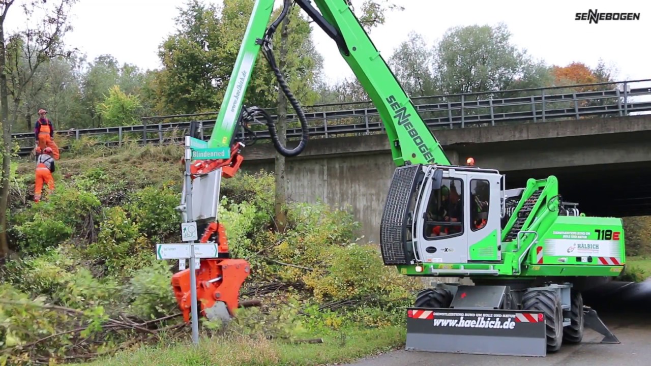 SENNEBOGEN 718 E-Series - Embankment care with Westtech cutter head - Hälbich - Irschenberg/Germany