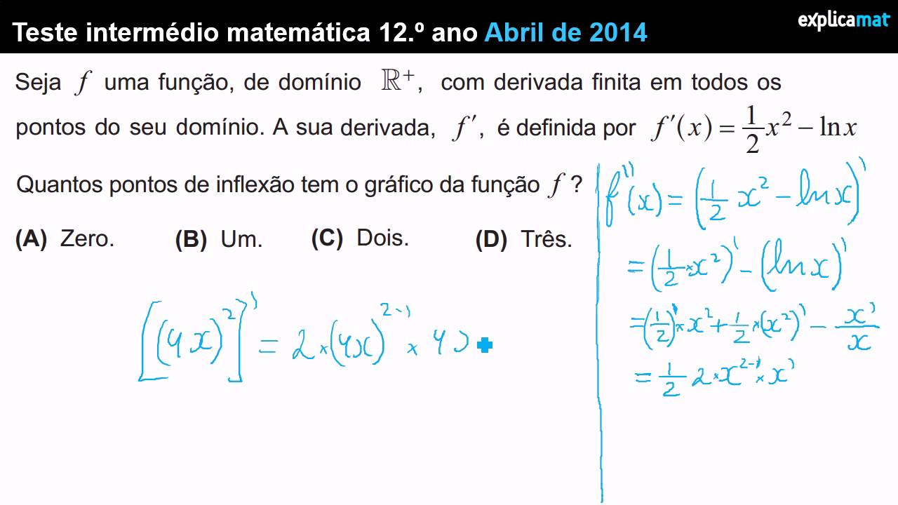 Pontos de Inflexão - Segunda Derivada - Mat 12.º Ano