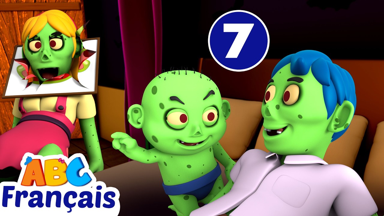 🧟Sept zombies dans le lit, retournez-vous🛏️ | Nouvelle chanson d'Halloween 3D pour bébés