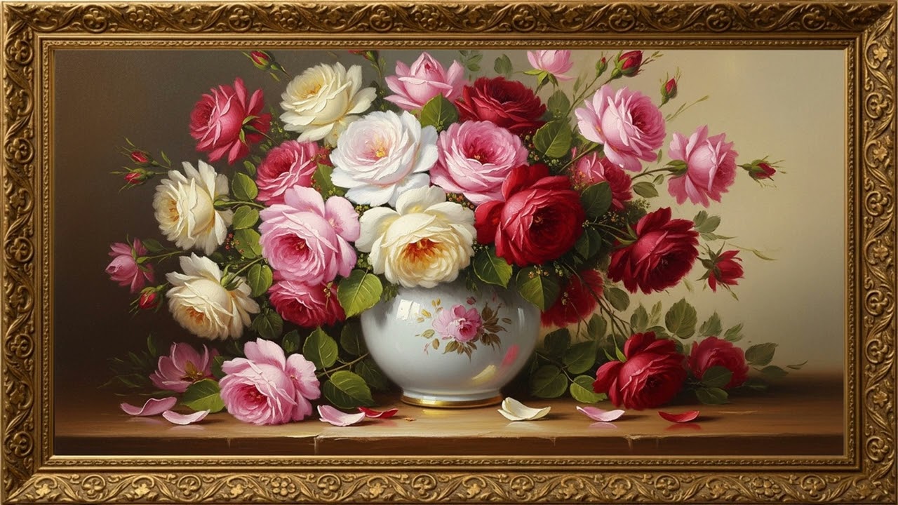 Classic Floral Oil Painting | Calm Decorative Art Background