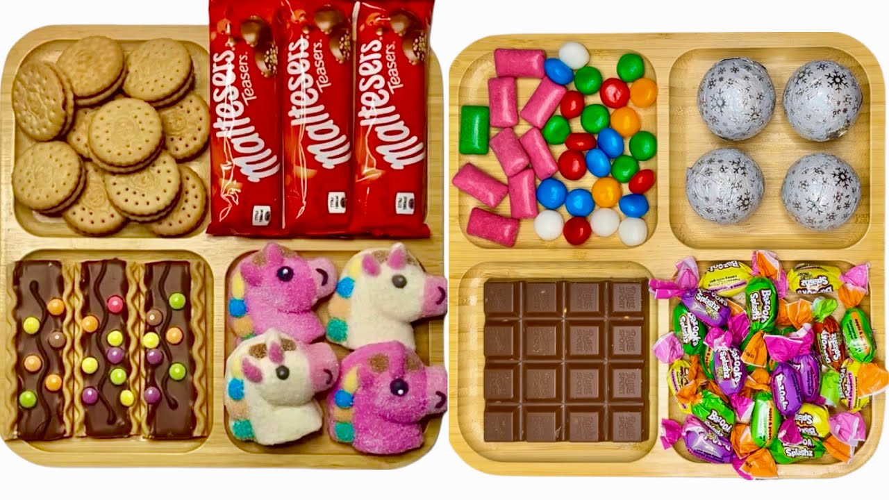 🍭Filling platter with chocolates • cookies and colorful candies 🍭 relaxing ASMR Sounds 