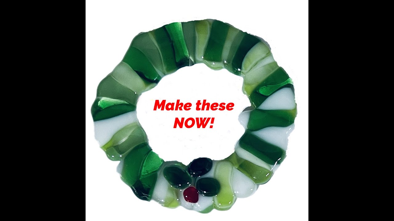 Fused Glass Christmas Wreath Ornaments