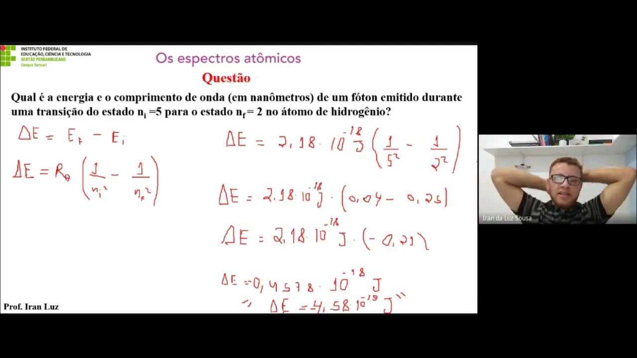 Resolução de Exercício - Espectro Atômico de Emissão