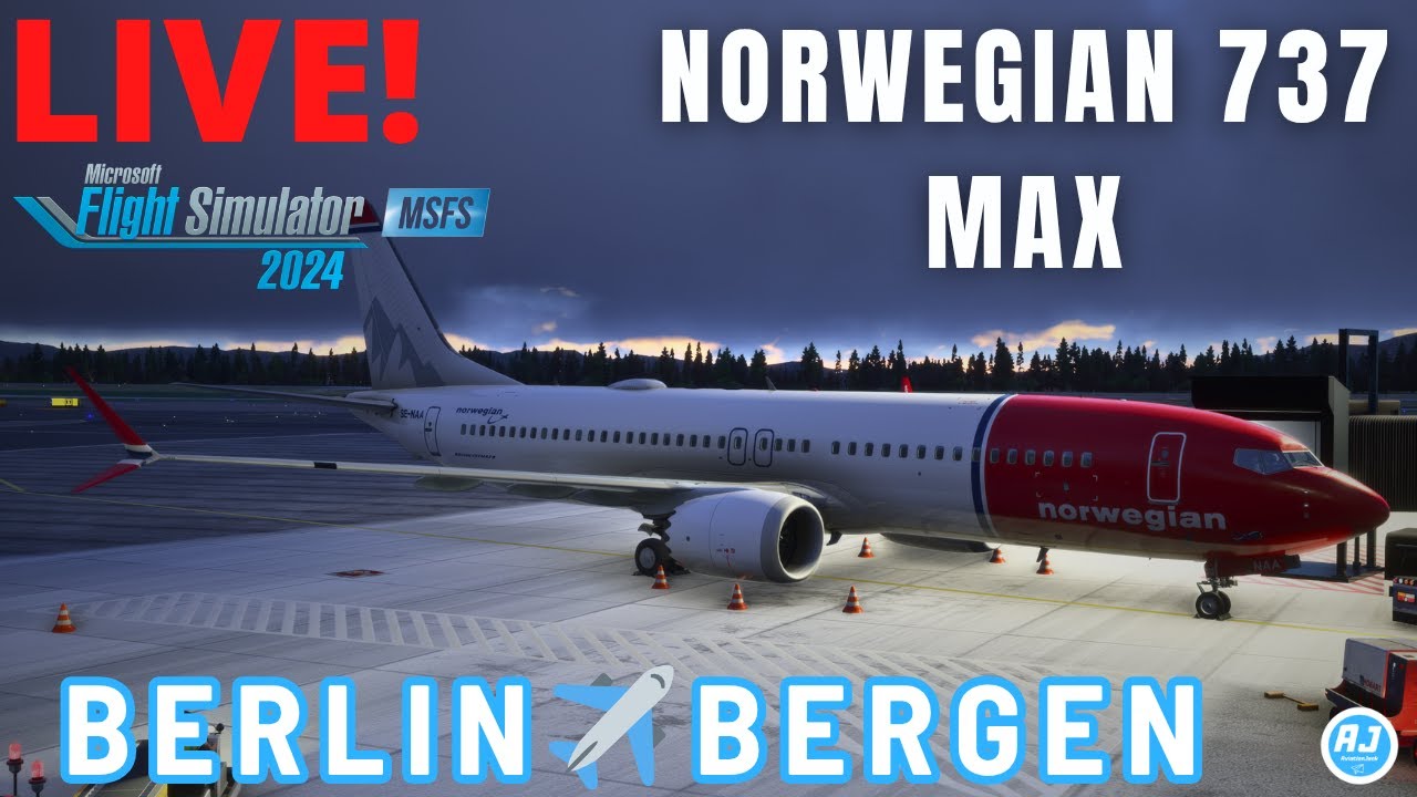 MSFS 2024 LIVE ✈️BERLIN TO BERGEN✈️ NORWEGIAN 737 MAX | WINTER OPS❄️