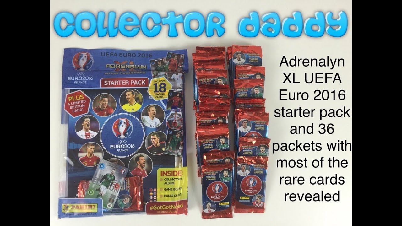 Adrenalyn XL Euro 2016 UEFA trading cards starter pack with 36 packets and most of the rare cards