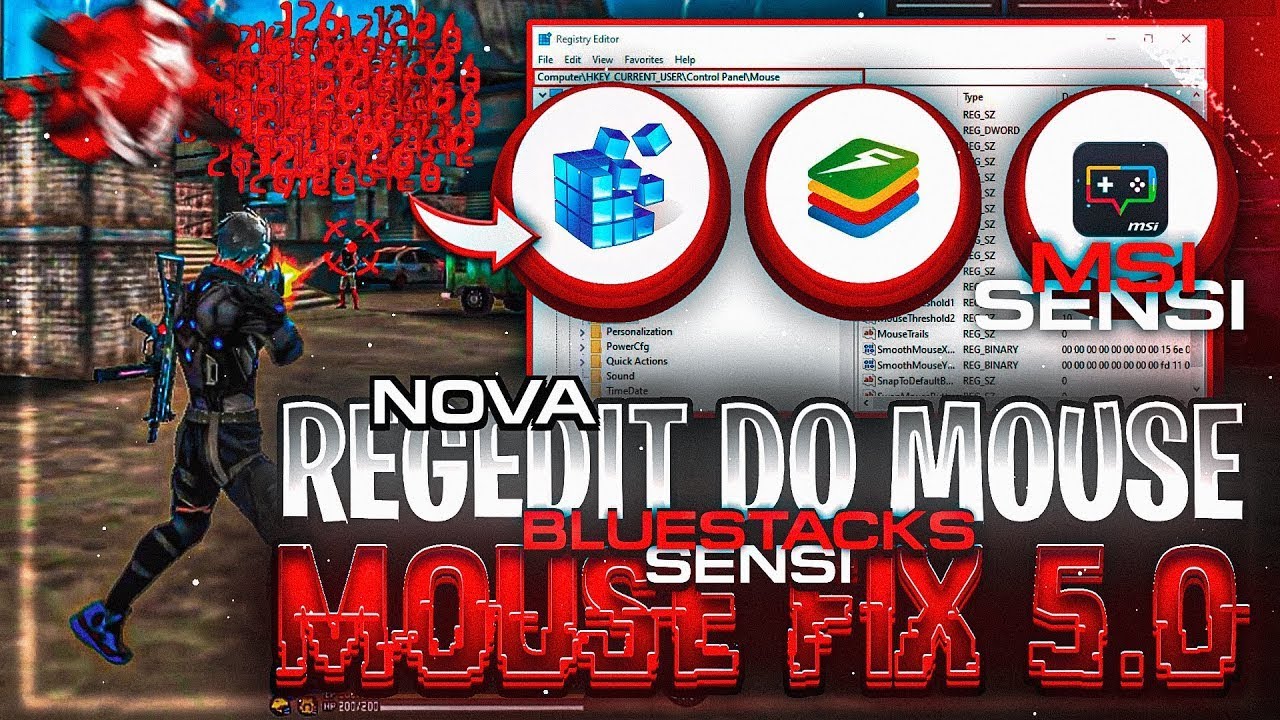 MOUSE FIX  🚀⚡ REGEDIT FIX MOUSE e EMULADOR|💻 BLUESTACKS/MSI 99% Headshot Rate - SENSI BLUESTACKS 5