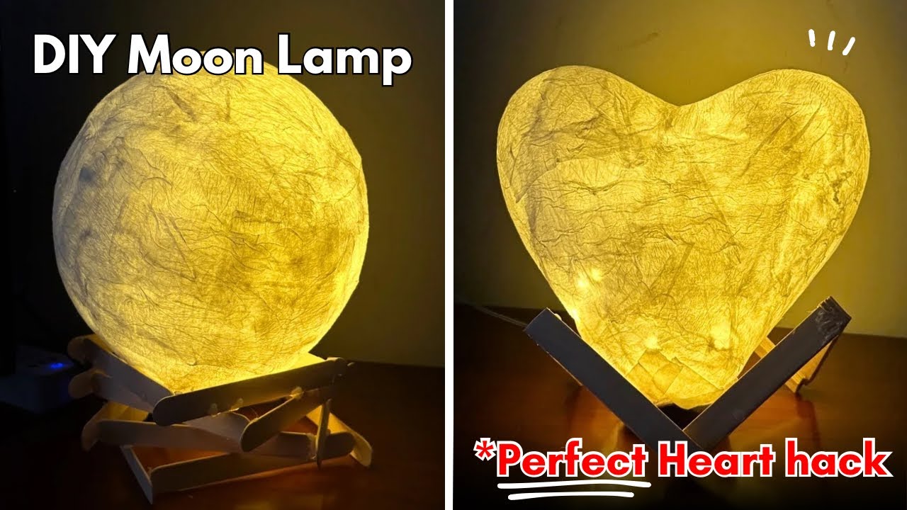 DIY Moon lamp/How To Make Moon Lamp/DIY Heart Shaped Lamp/DIY Table Lamp,Night Lamp Ideas/Home Decor