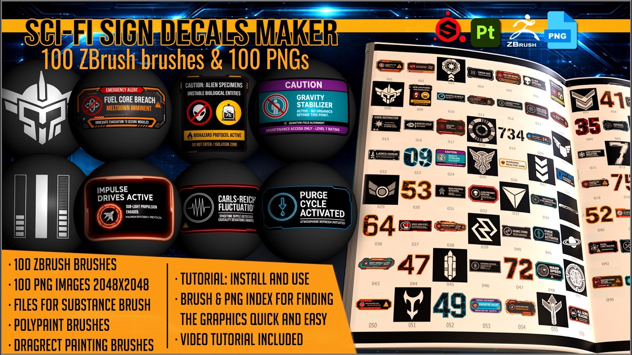 Sci Fil Sign Decals Maker - How to use Decals in ZBrush and Substance Painter