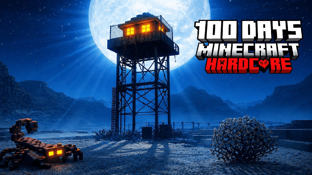 100 DAYS ON AN ABANDONED PRISON TOWER IN A DEADLY DESERT MINECRAFT