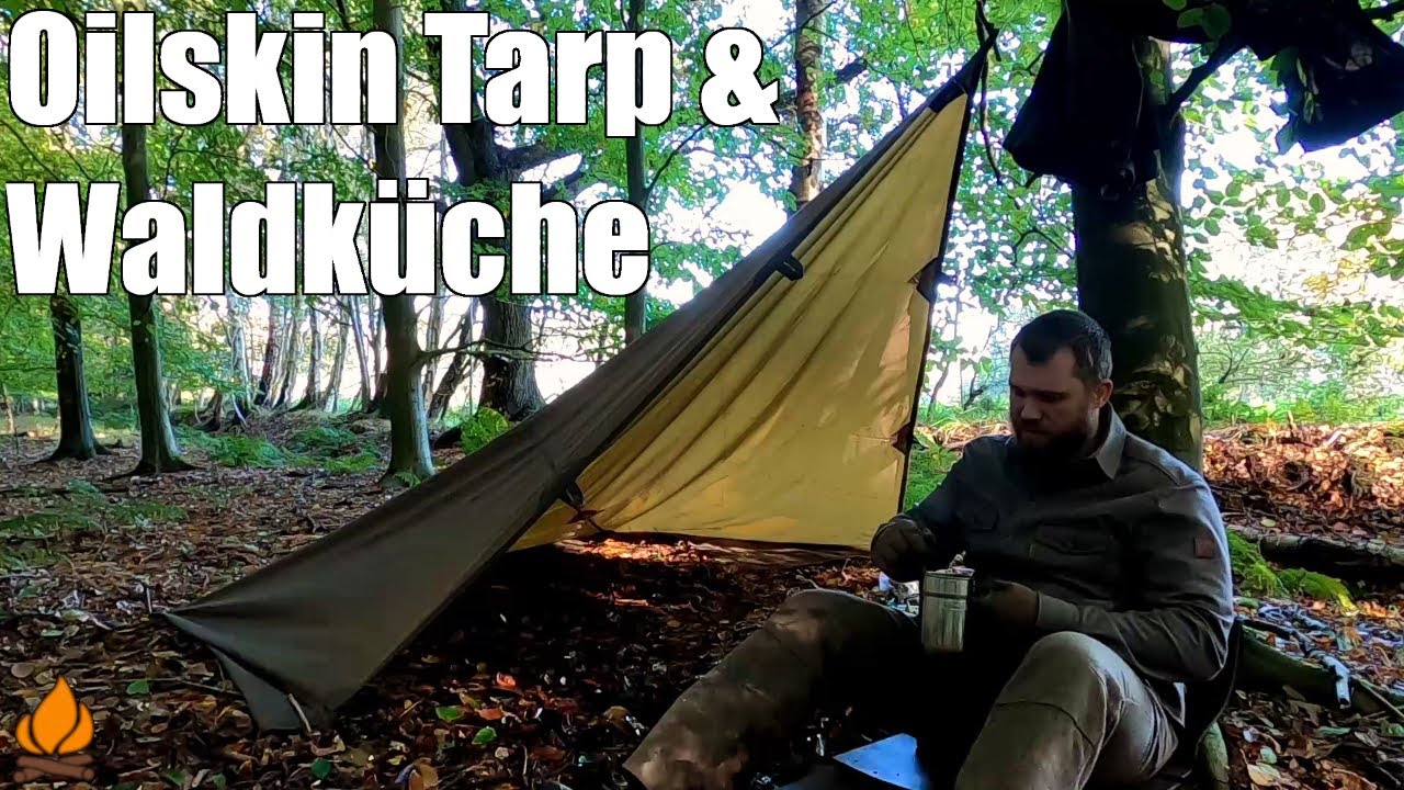 Oilskin Tarp von Bushcraft Spain und Erbsen Eintopf aus der Waldküche