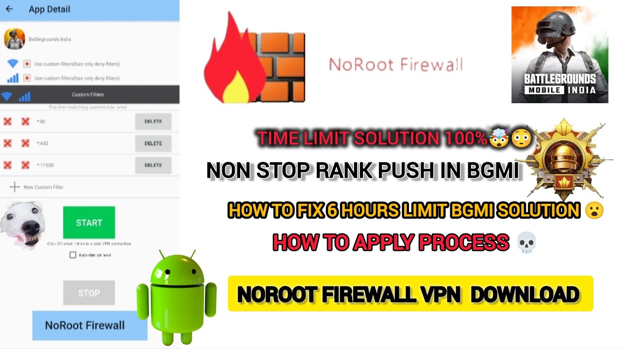 How to Fix 6 Hours Limit Bgmi Solution | NON STOP RANK PUSH IN BGMI | Apply Process NoRoot Firewall💀