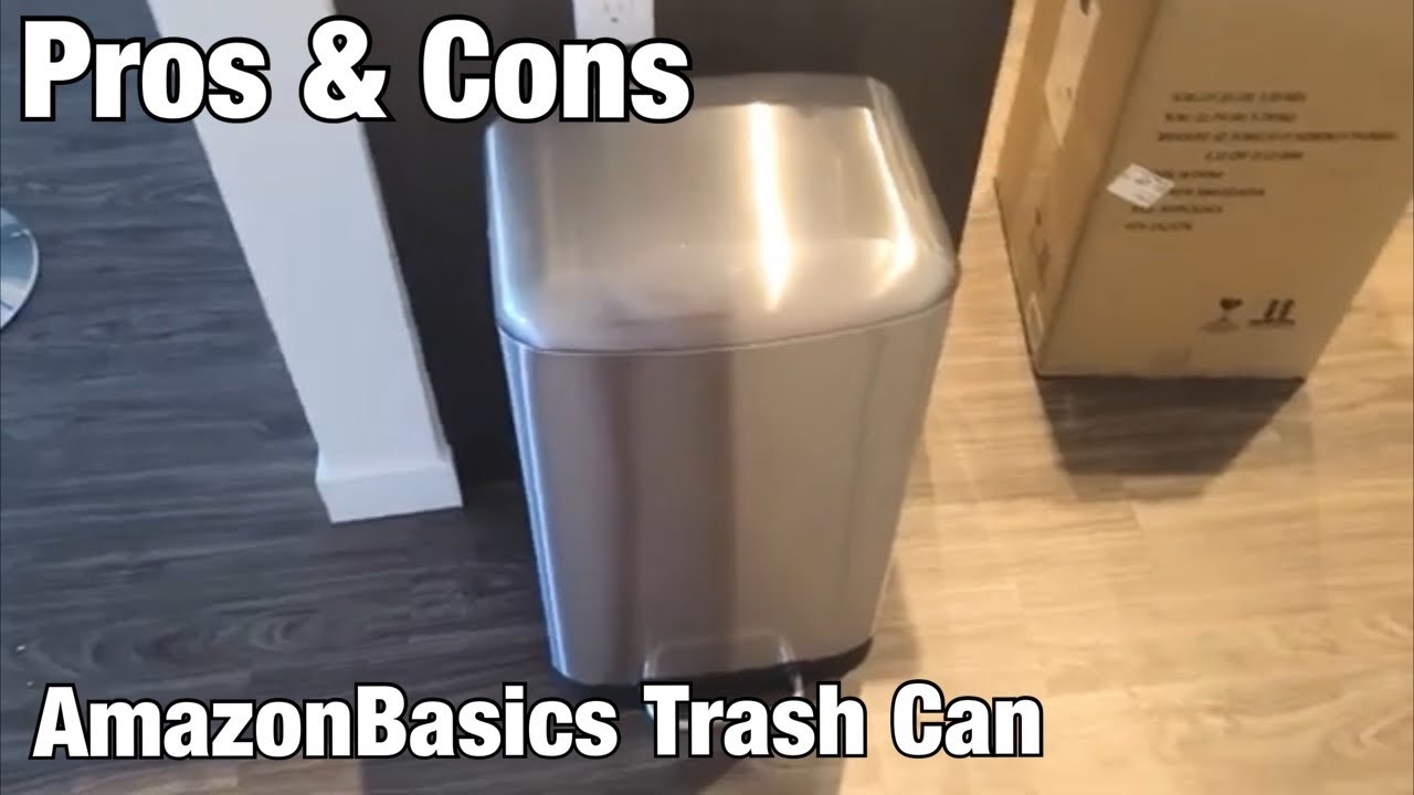 AmazonBasics Rectangle Soft-Close Trash Can with Steel Bar Pedal - 40L, Nickel (Pros & Cons)