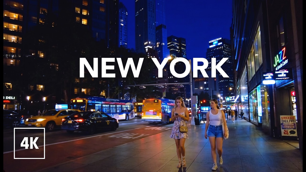Walking in New York at Night / Explore Midtown Manhattan / NYC Walking Tour 4K