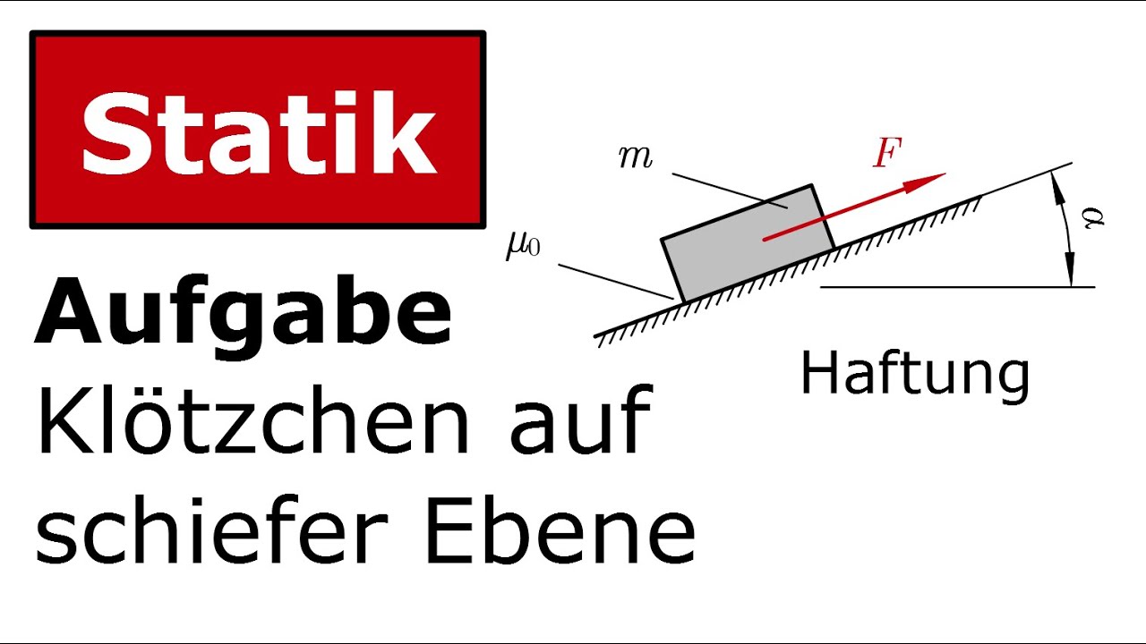 🔧 Technische Mechanik - Statik - Haftung - Klötzchen auf schiefer Ebene