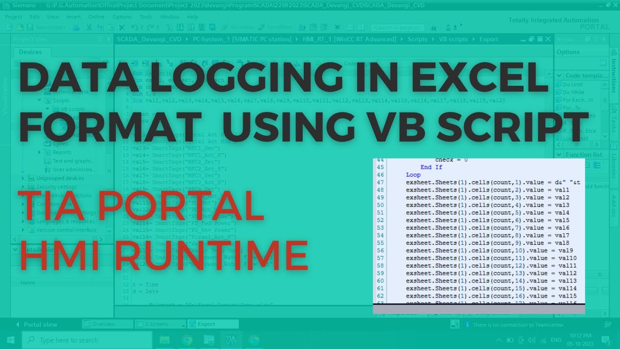 Data Logging in Excel format in Siemens TIA Portal HMI RT #dataloggingtiaportalexcel