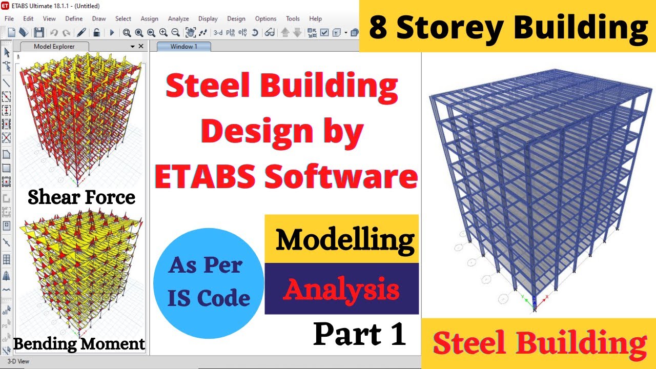 Steel Building Design by ETBAS Software Part 1 as per IS code | Civil engineering | Steel structure