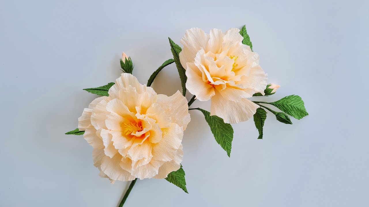 How To Make Double Peach Hibiscus Paper Flower / Paper Flower / Góc nhỏ Handmade