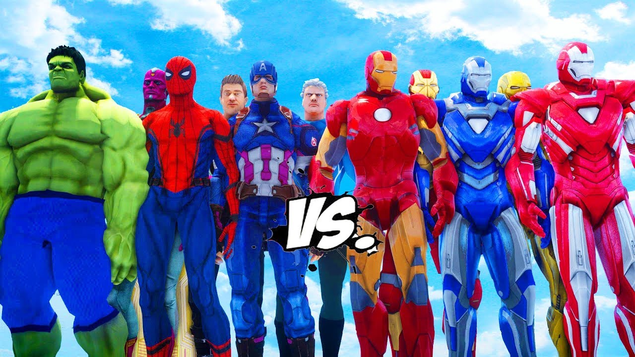 THE AVENGERS VS IRON MAN ARMY - CAPTAIN AMERICA, HULK, SPIDER-MAN, HAWKEYE, THE VISION VS IRON MAN