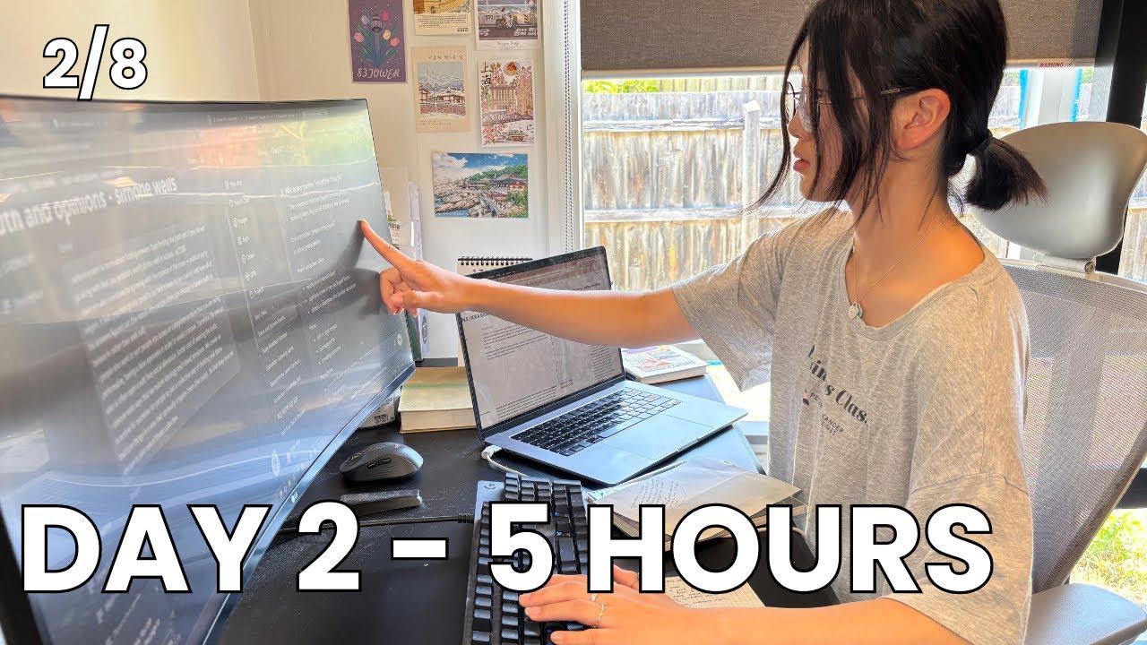 Day 2 | 8-Day Study Stamina Challenge 📚🔋 (5 Hours, real sound, 1h/10m)