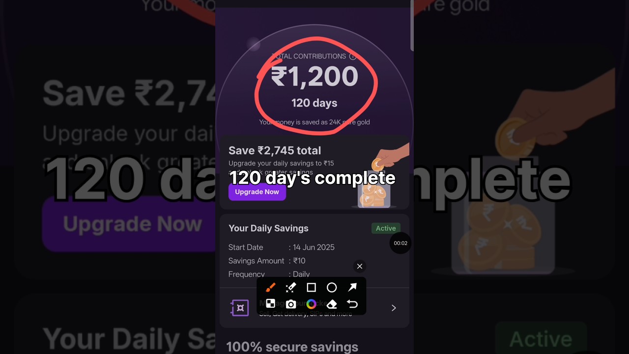 120 days complete in Phone Pay daily gold savings jar gold savings through phonepe 10 rupay invest