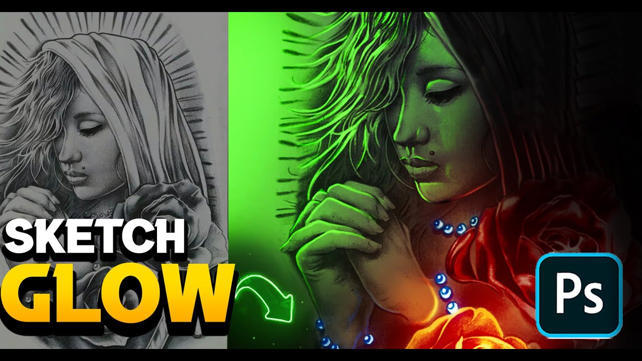 Girl Pray Sketch Glow How To Create Glow Photomanipution photoshop Mkz Studioz