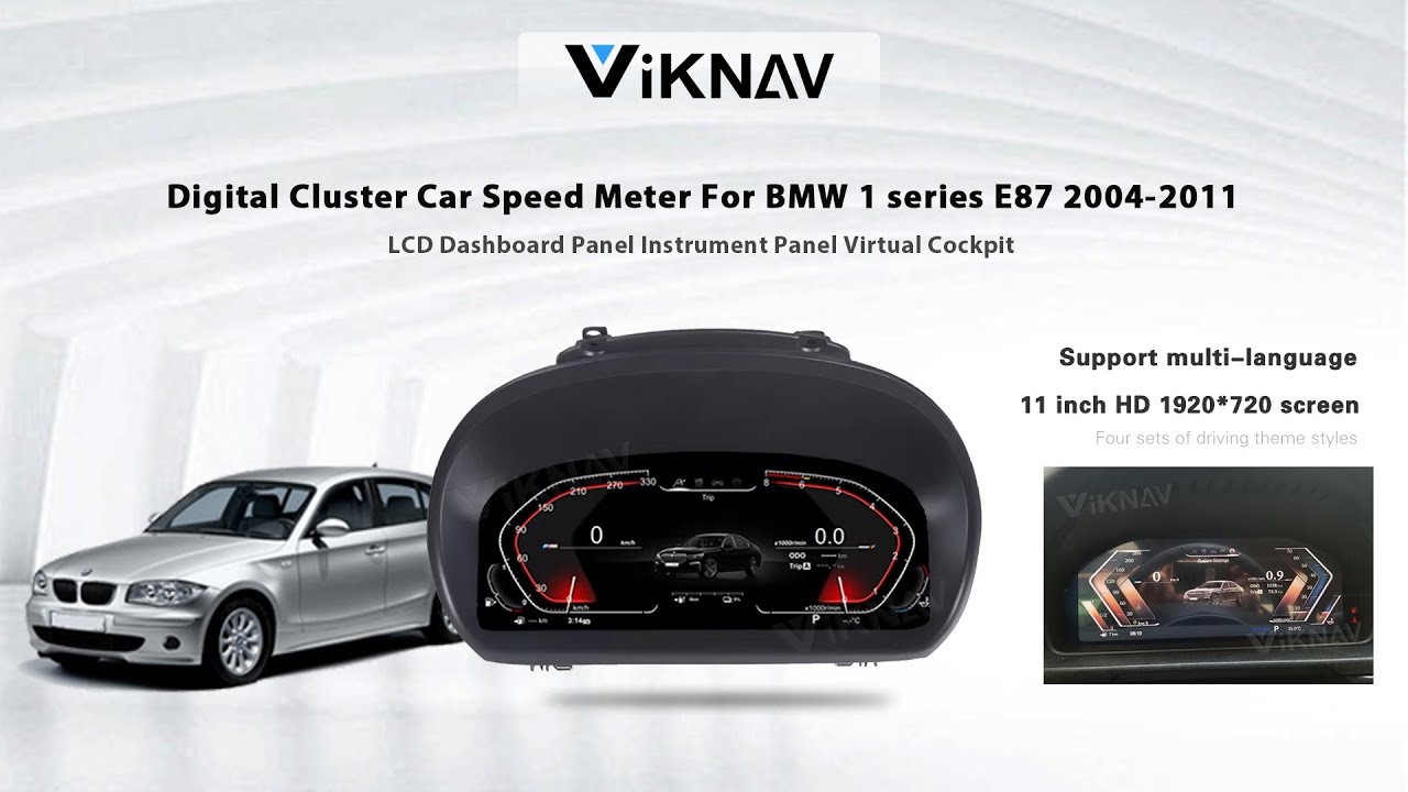 Viknav 11 inch Digital Instrument Cluster For BMW 1 series E87 2004-2011：Display Video