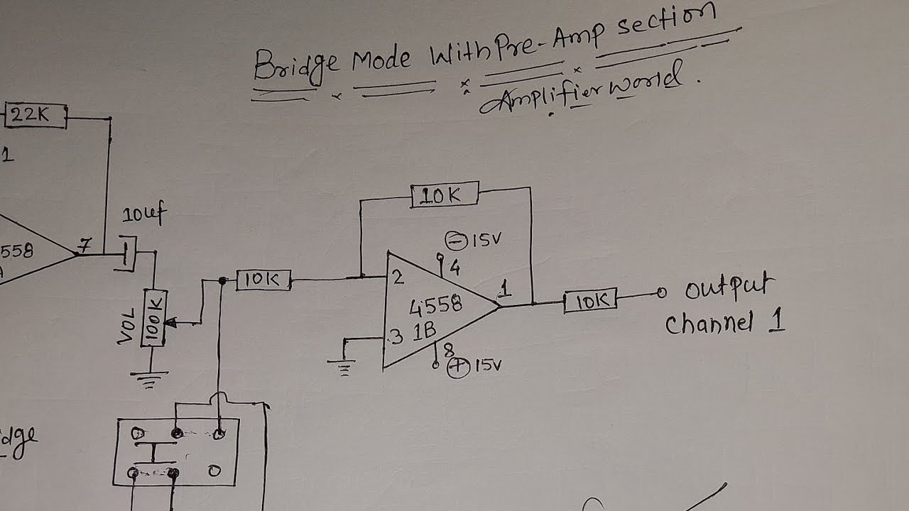 Bridge mode pre amp circuit diagram study 