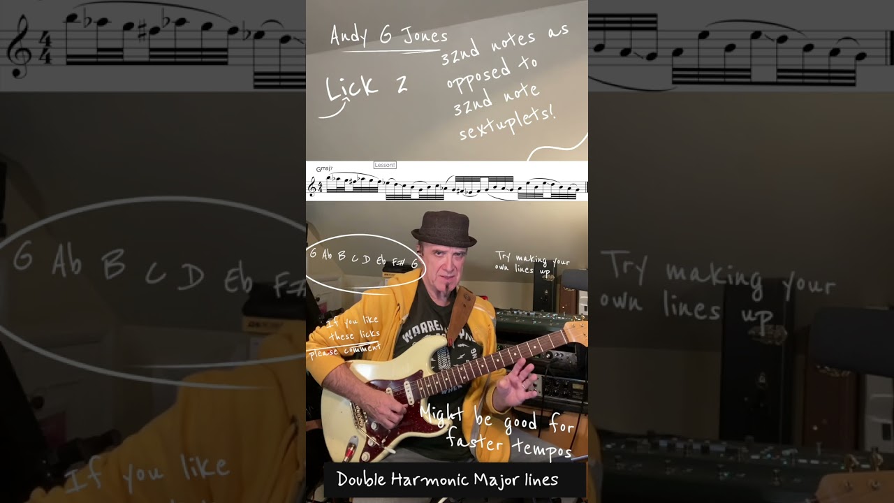 Easier Licks on G Double Harmonic Major in Cause We've Ended As Lovers - Demo #guitar #guitarist