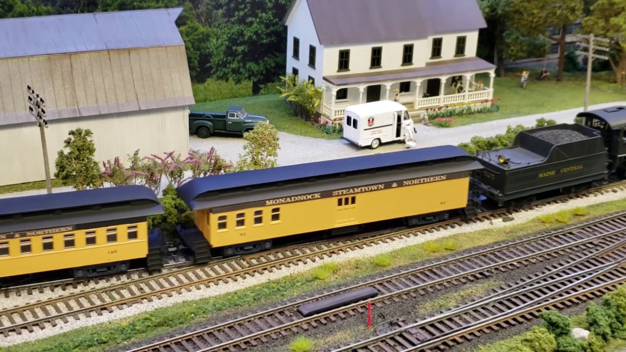 Steam Excursion Train Ride Tour w/ Rail Fan Views - HO Scale Model Railroad Layout 1080p Part 1 of 2