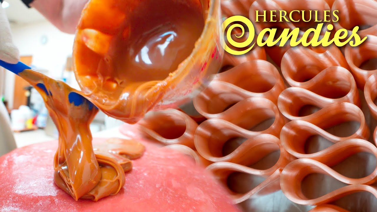 Melted Caramel Filled Apple Pie Ribbon Candy! 🥧
