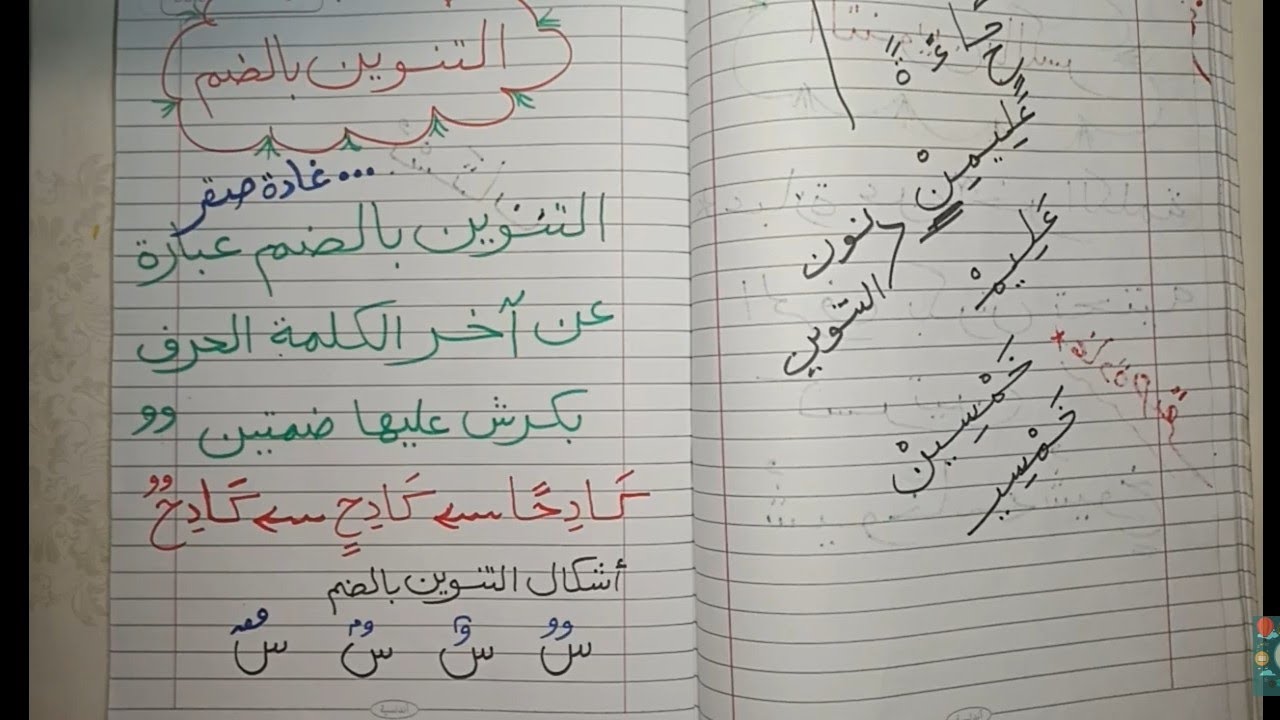 التنوين بالضم لأولى ابتدائي وضعاف القرايه والكتابه