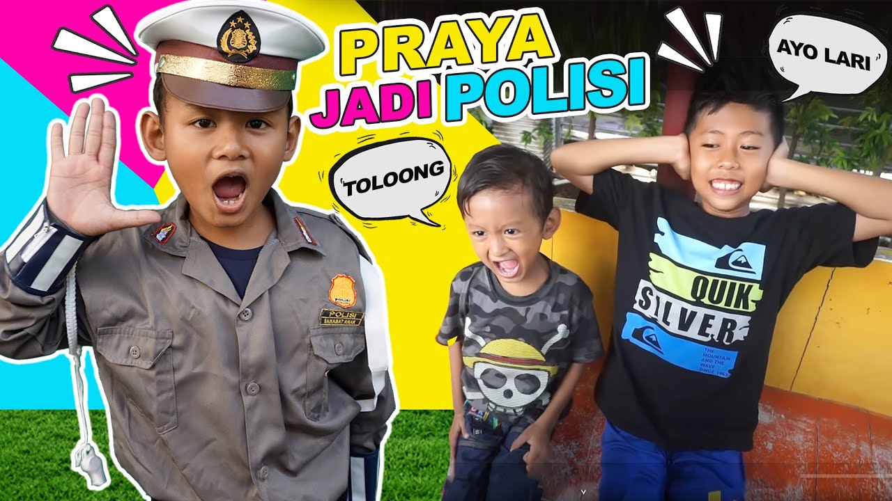 Drama Praya Jadi Polisi | Bermain Pakai Kostum Polisi Bersama Teman Teman