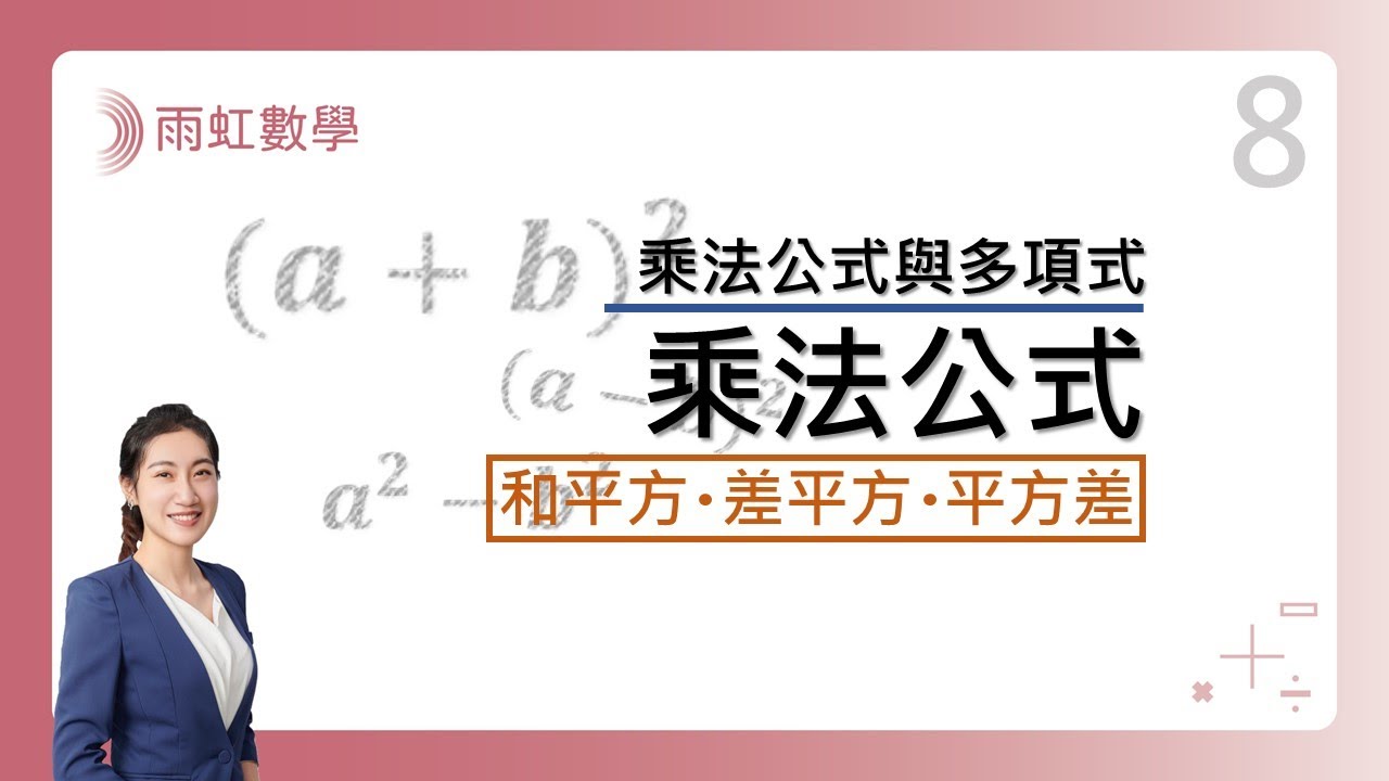 ｜國中數學｜八年級｜108課綱｜乘法公式 (Multiplication Formula)