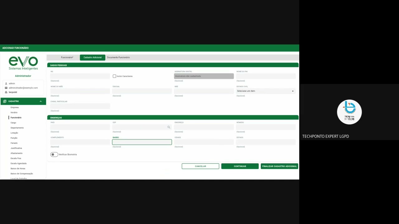 EVO - Cadastro de Funcionarios - Inativar e vincular a horarios