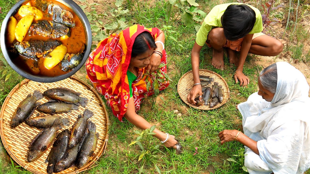 Bengali lunch thali with Sorshe Ilish, Koi macher jhol & more cooking by Grandmother and my mother