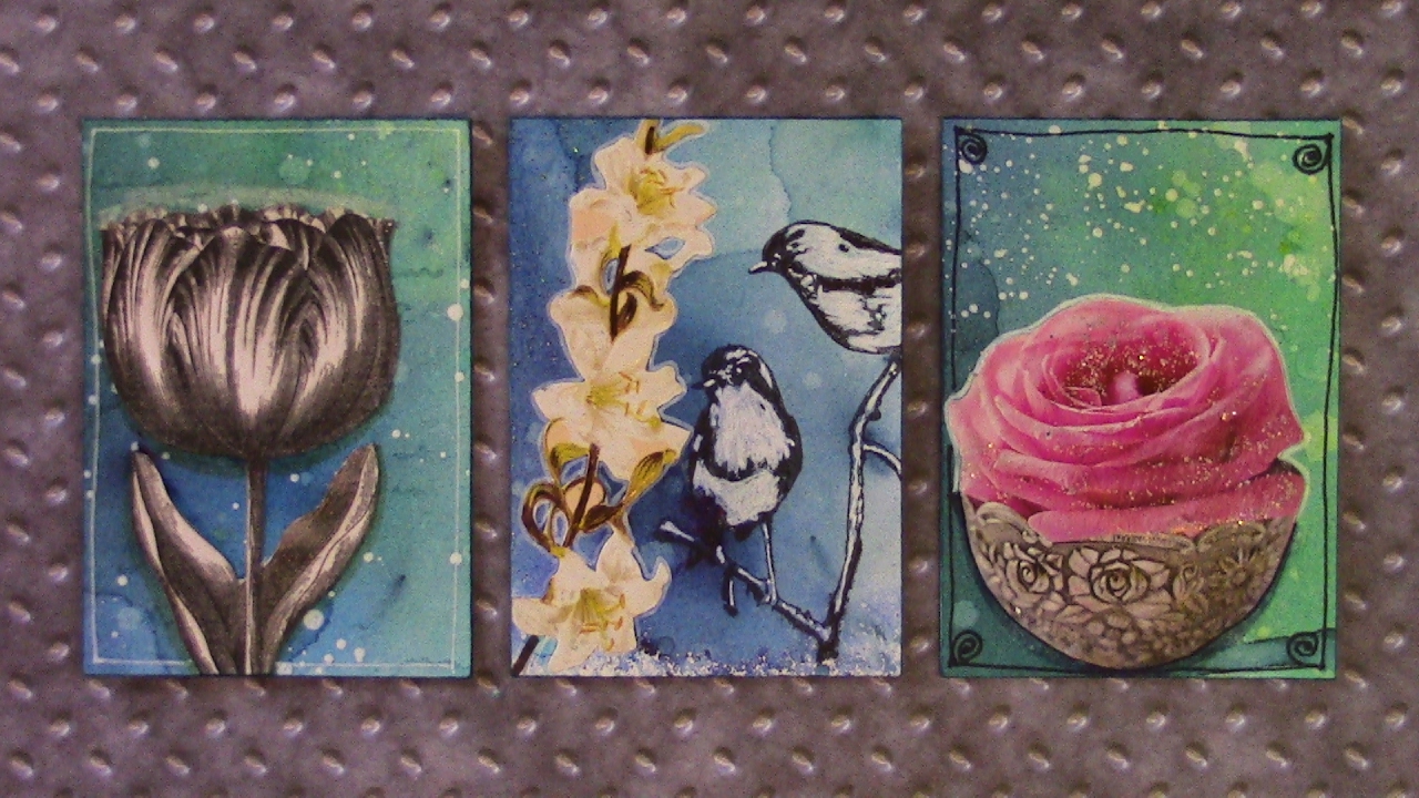 Mixed Media Project:  2 ATCs (Artist Trading Cards) 