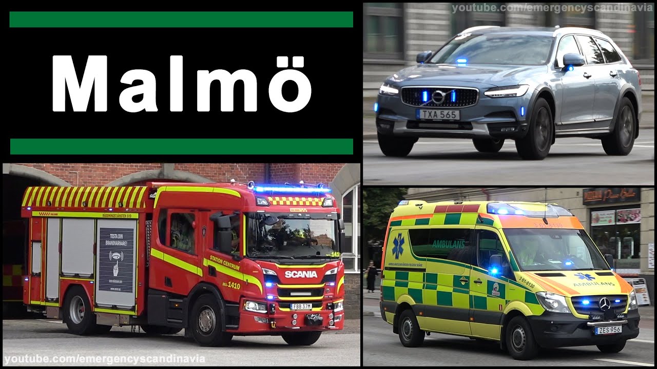 Emergency vehicles responding in Malmö (collection)