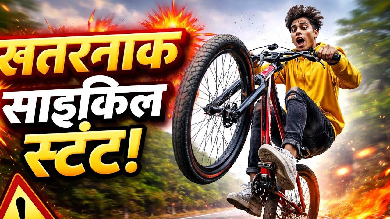 खतरनाक साइकिल स्टंट 😱 | Cycle Wheelie Stunt Vlog | Risky Bicycle Trick