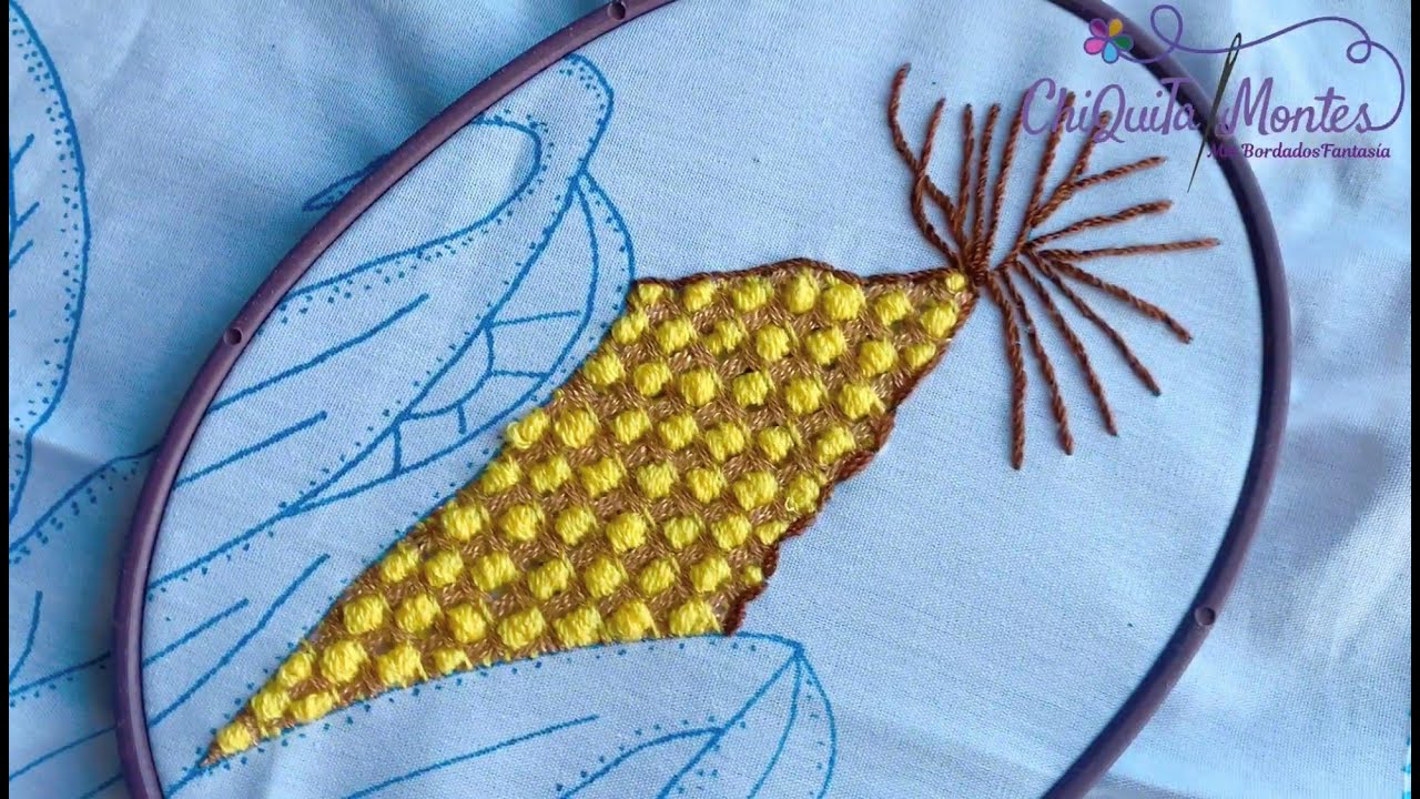 Bordado Fantasía Elote 1 / Hand Embroidery Corn with Fantasy Stitch
