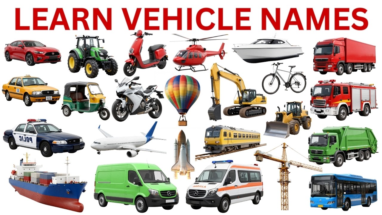 Vehicles Name | Learn 30 Vehicle Names in English | Modes of Transport for kids!