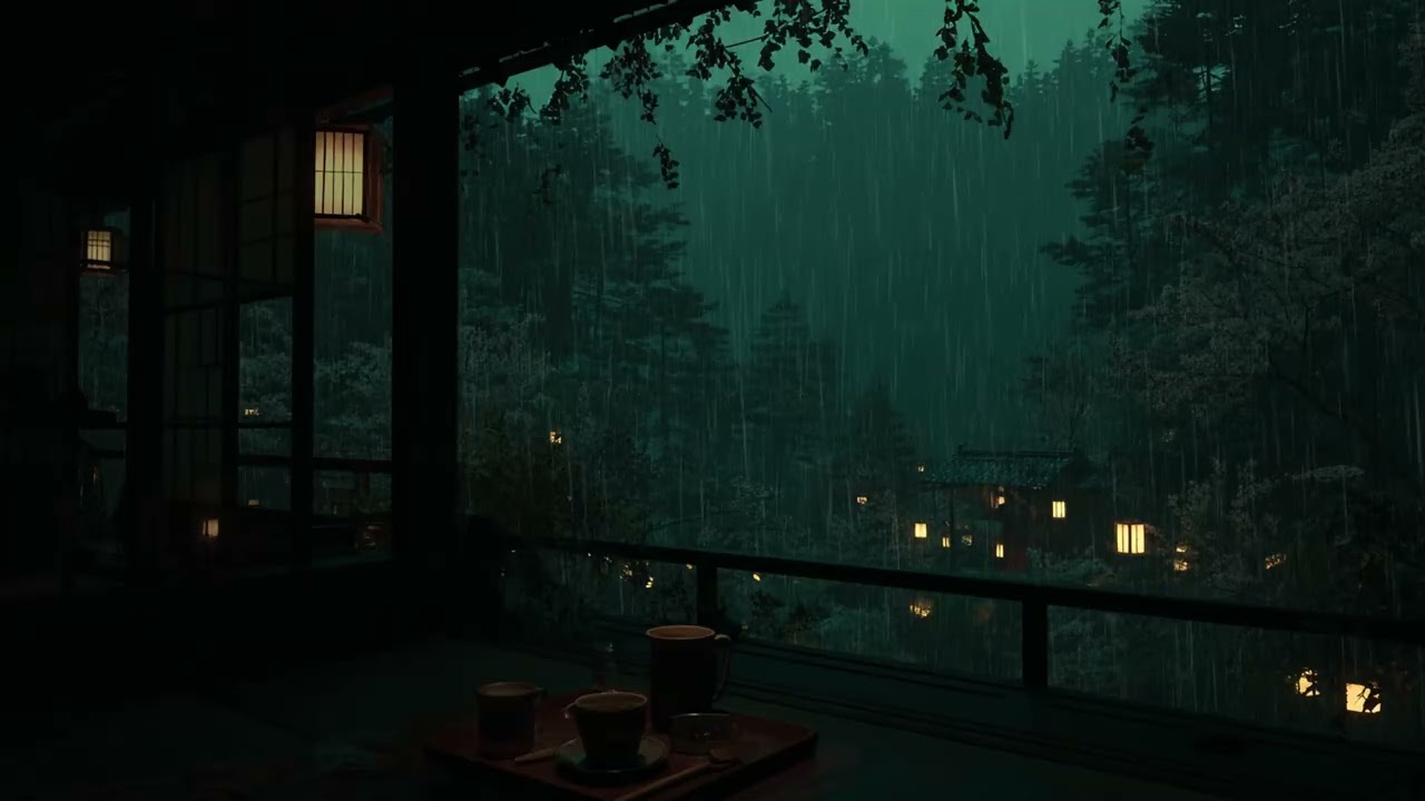 Gentle Garden Rain at Night 🌧 No Ads | Deep Sleep Background in Dark Bedroom